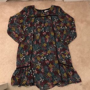 LOFT, Long Sleeved Flower Dress, Size M